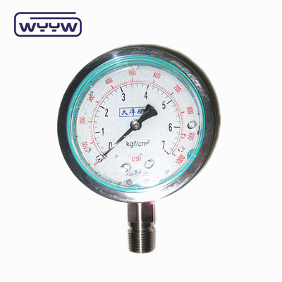 Barras industriales personalizadas psi kgf/cm2 manómetro de presión de acero inoxidable a prueba de golpes manómetro de glicerina YTN-100H