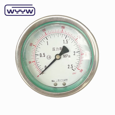 Medidor de presión a prueba de vibración de acero inoxidable de 4 pulgadas lleno de aceite con un amplio rango de presión de Mbar