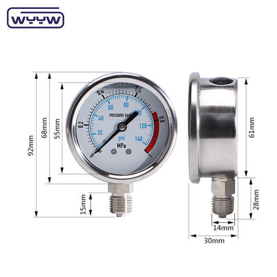 Medidor de alta presión de acero inoxidable de autoclave