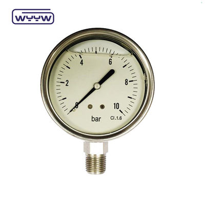 4 pulgadas de acero inoxidable de aceite lleno medidor de presión con 2,5% / 1,6% de precisión y 1/4'PT / NPT / G / M hilo