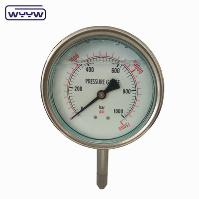 Medidor de presión industrial de acero inoxidable lleno de aceite de 4 pulgadas de 100 mm
