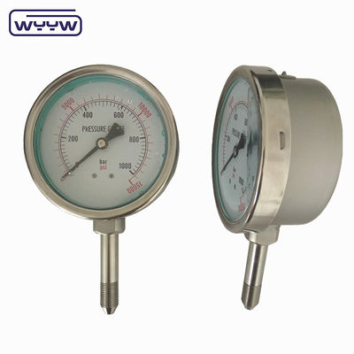 Medidor de presión industrial de acero inoxidable lleno de aceite de 4 pulgadas de 100 mm