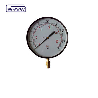 Prueba de precisión de acero negro Medidor de presión 150 mm Conexión inferior Alta precisión