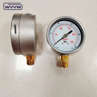 La presión del gas del manómetro de acero inoxidable de la caja de bisel 0-25MPa 0-250kgf/Cm2