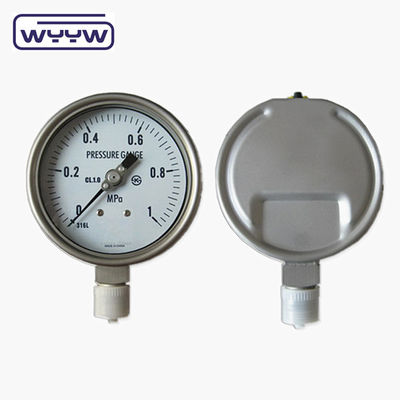Ventana acrílica de soldadura con láser medidor de presión lleno de líquido con tubo de acero inoxidable Bourdon