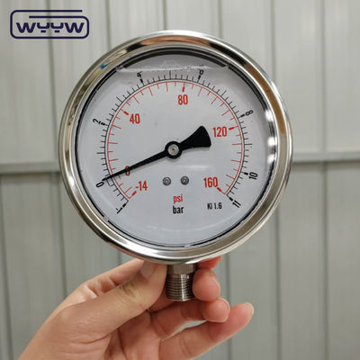 4 pulgadas de vacío y medidor de presión de latón partes humedecidas de acero inoxidable