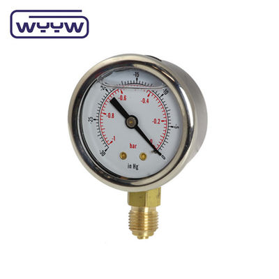 2.5 pulgadas Dial tamaño instrumento de medición de vacío para el rango de presión de 30inHG vacío a través de 15000psi