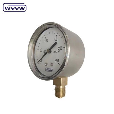 Medidor de presión de cápsula de 63 mm 100 mm 150 mm con caja de acero negro o de acero inoxidable y puntero negro de aluminio
