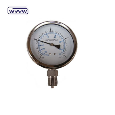 Medidor de presión de tubo de acero inoxidable de Bourdon para lecturas precisas de presión