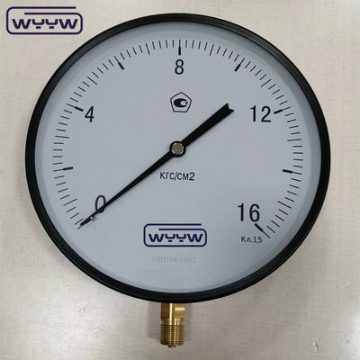 Medidor de presión de tubo de Bourdon de grado industrial con montura inferior y caja de acero negro