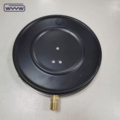 Medidor de presión de tubo de Bourdon de grado industrial con montura inferior y caja de acero negro