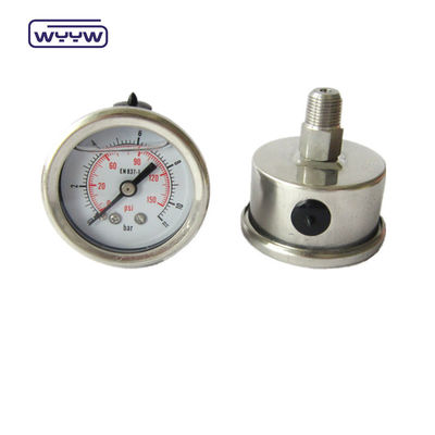 Tubo Bourton de acero inoxidable medidor de presión lleno de líquido de trabajo pesado 63 mm 100 mm 150 mm