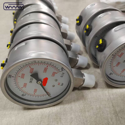 Medidor de presión de anillo de bezel lleno de glicerina de silicona con dial de 100 mm y montaje inferior para aplicaciones industriales