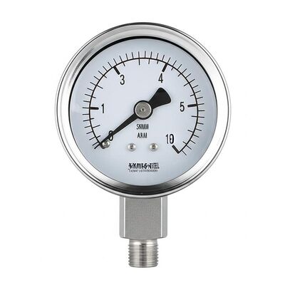 Medidor de presión axial resistente a las vibraciones de acero inoxidable 316 de 50 mm con conexión inferior