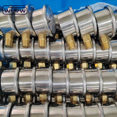 Medidor de presión de acero inoxidable de 50 mm lleno de glicerina lleno de líquido con montura inferior 14Bar/200Psi