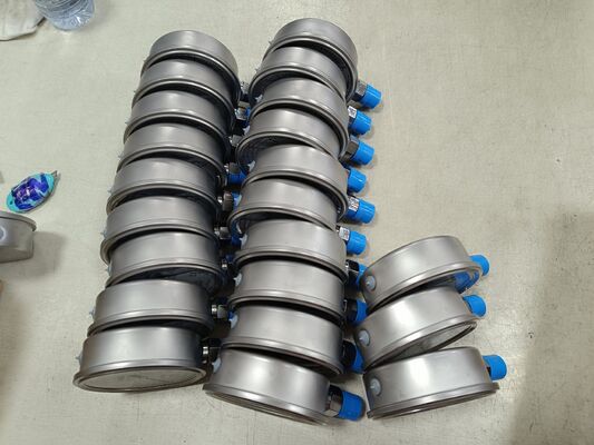 Manómetro hidráulico de 4 pulgadas y 100 mm lleno de líquido con rango de 0-2.5MPa/0-25kgf/cm² y diseño resistente a golpes