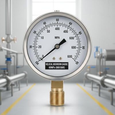 2.5 Inch 60MPa (600 Bar) Helical Bourdon Gauge for High Pressure Industrial Applications