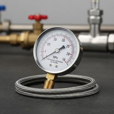 Medidor de presión de ensayo de gas de 2 pulgadas (50 mm) con rango de 0 a 25 MPa y certificación de alta precisión para sistemas de gas