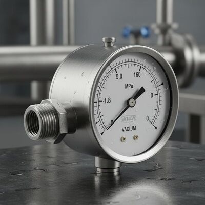 Medidor de presión de vacío de acero inoxidable con tamaño de dial de 60 mm y montaje trasero para aplicaciones industriales