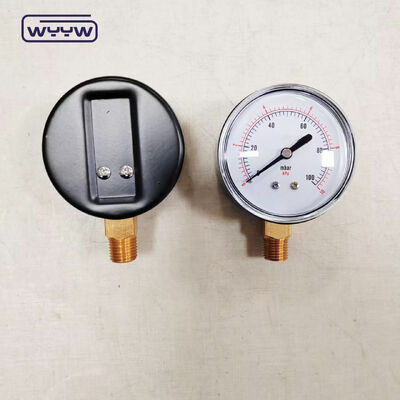Manómetro de cápsula de caja de acero negra, 63mm, 100mbar, para gas con montaje inferior
