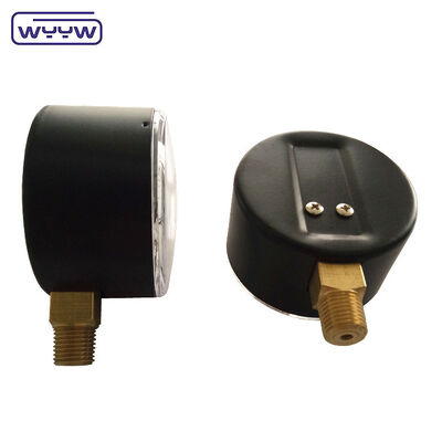 Manómetro de cápsula de caja de acero negra, 63mm, 100mbar, para gas con montaje inferior