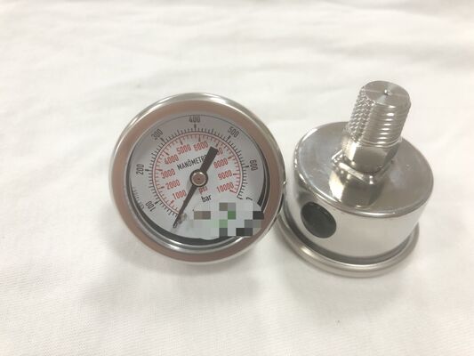 Manómetro de contrapresión de acero inoxidable de 1,5 pulgadas y 40 mm con escala dual de 0-700 bar 0-10000 psi