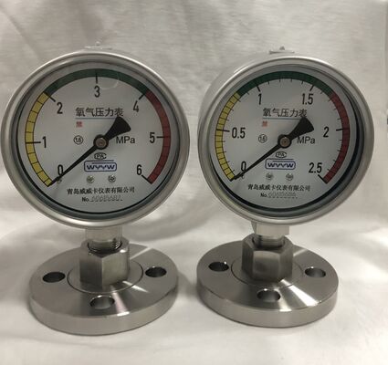 Medidor de presión de oxígeno de acero inoxidable. Medidor de presión de oxígeno, medidor de presión de oxígeno médico, manómetro de oxígeno.