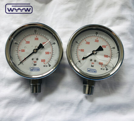 Manómetro de Glicerina de 4" de Acero Inoxidable con Conexión BSP de 1/2"